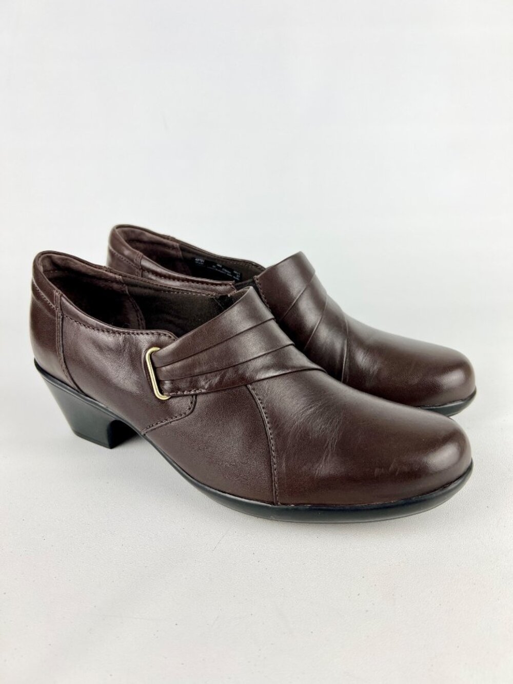 Clarks Womens Ingalls Divine Ankle Bootie Shootie Loafer Brown Leather size 9